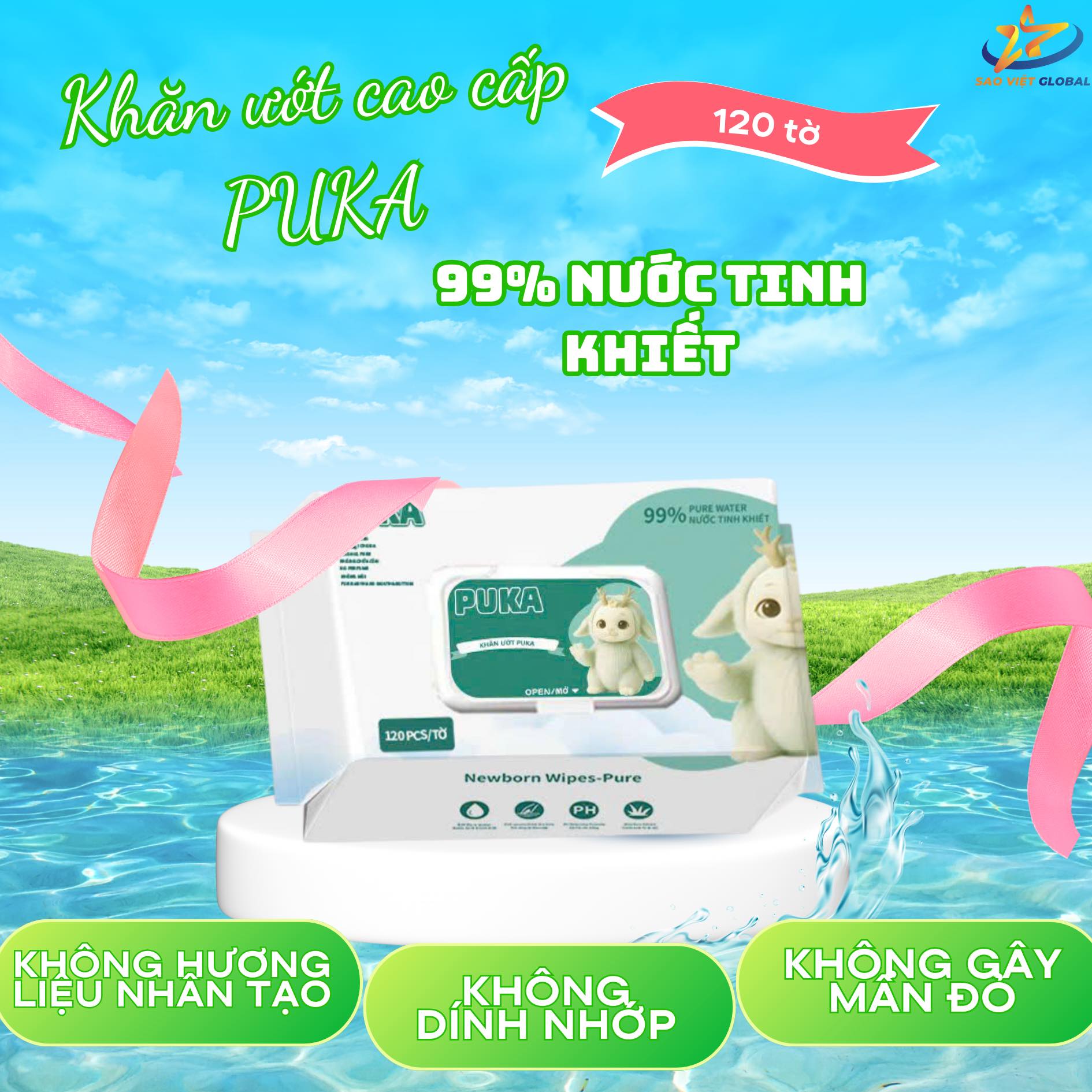 Khăn ướt cao cấp Puka 120 tờ– An toàn cho bé, tiện lợi cho cả nhà!
